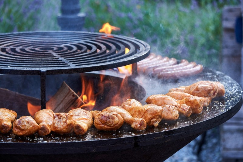 Chicken drumsticks on grill