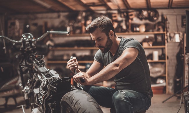 Man working on a motorcycle