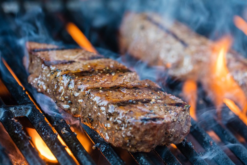 Sirloin steak on a grill