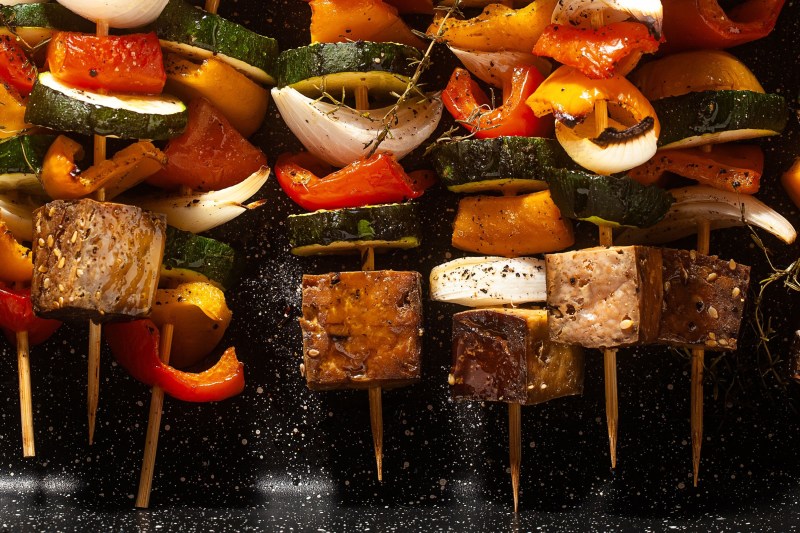 Smoked veggie and tofu kabobs